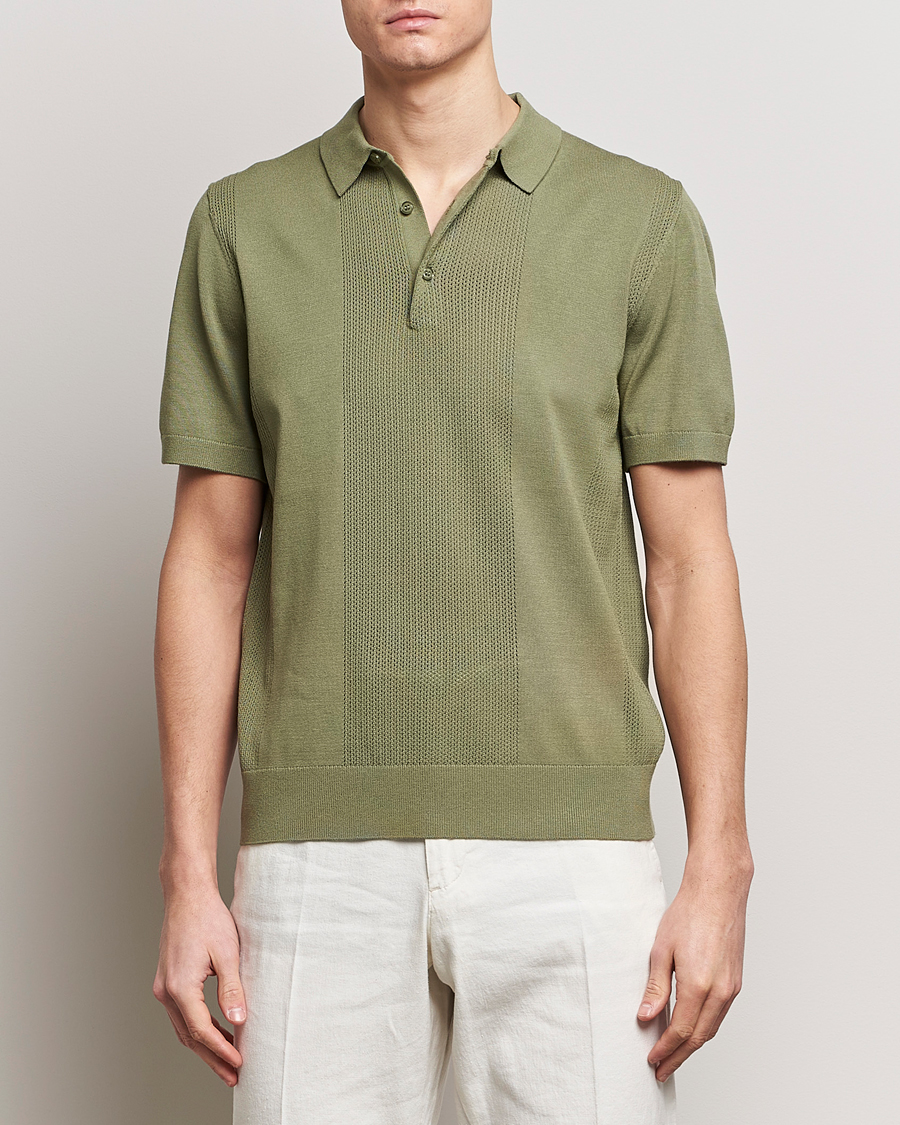 Men |  | J.Lindeberg | Reymond Solid Knitted Polo Oil Green