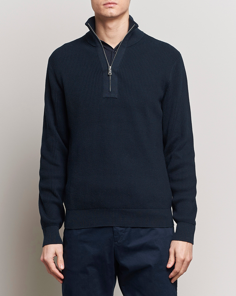 Herren |  | J.Lindeberg | Alex Half Zip Organic Cotton Sweater Navy