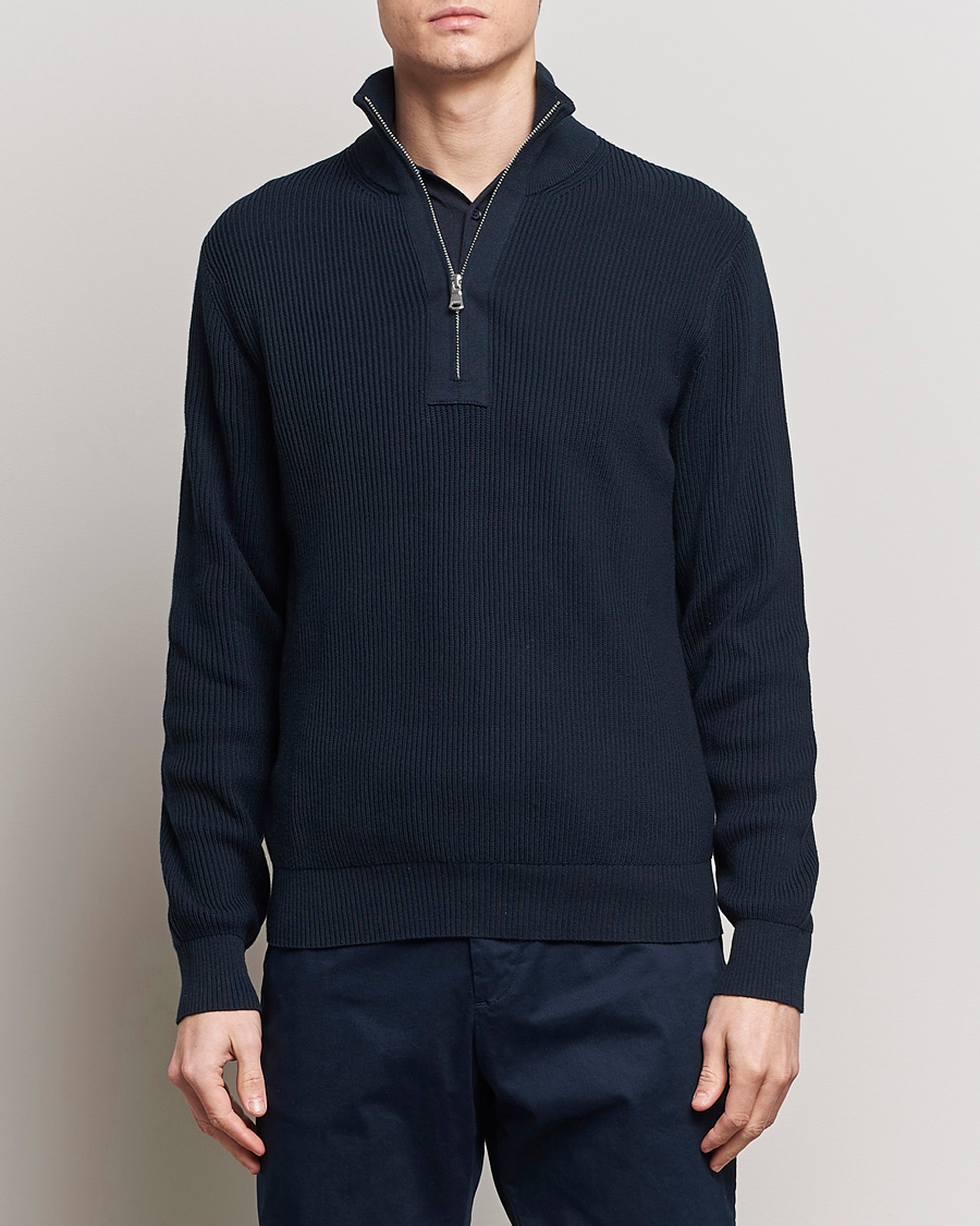 Herren | Business & Beyond | J.Lindeberg | Alex Half Zip Organic Cotton Sweater Navy