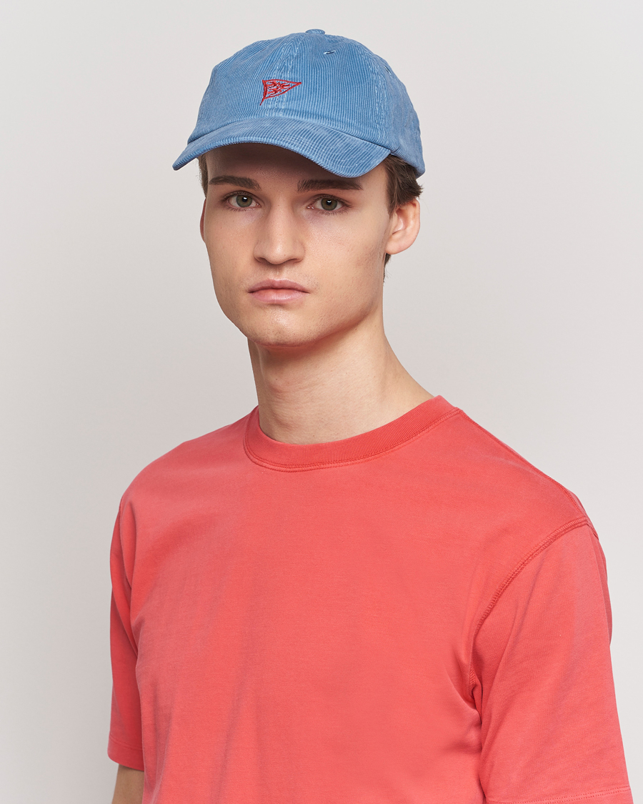 Herren | Preppy Authentic | Drake's | Pigeon Flag Baseball Cap Light Blue