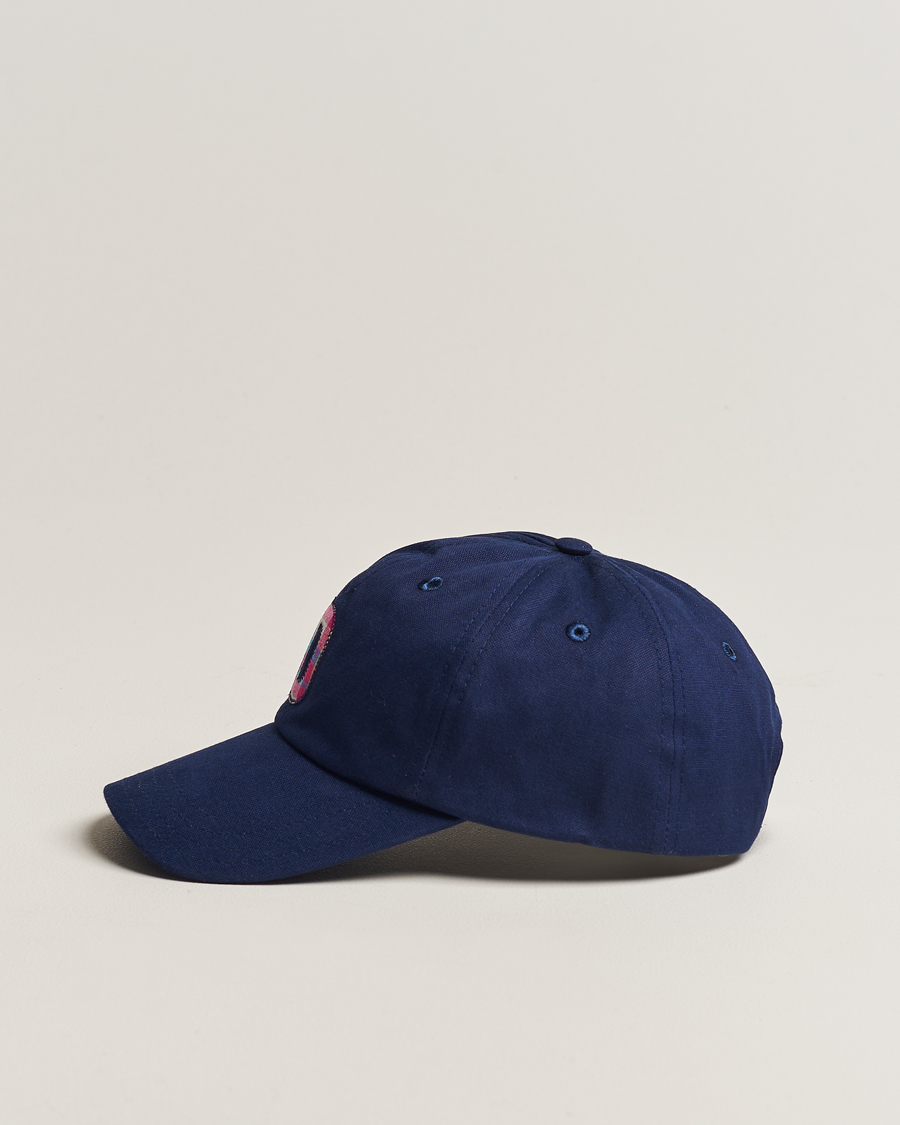 Herren | Preppy Authentic | Drake's | Madras D Aplique Baseball Cap Navy