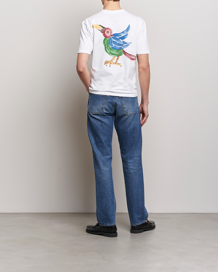 Herren | T-Shirts | Drake's | Bird Graphic Print Hiking T-Shirt White