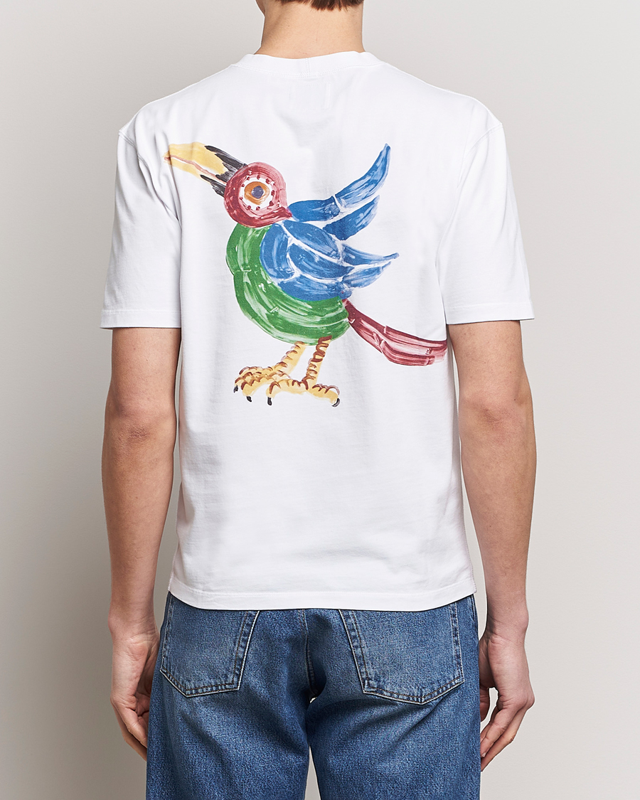 Herren | T-Shirts | Drake's | Bird Graphic Print Hiking T-Shirt White