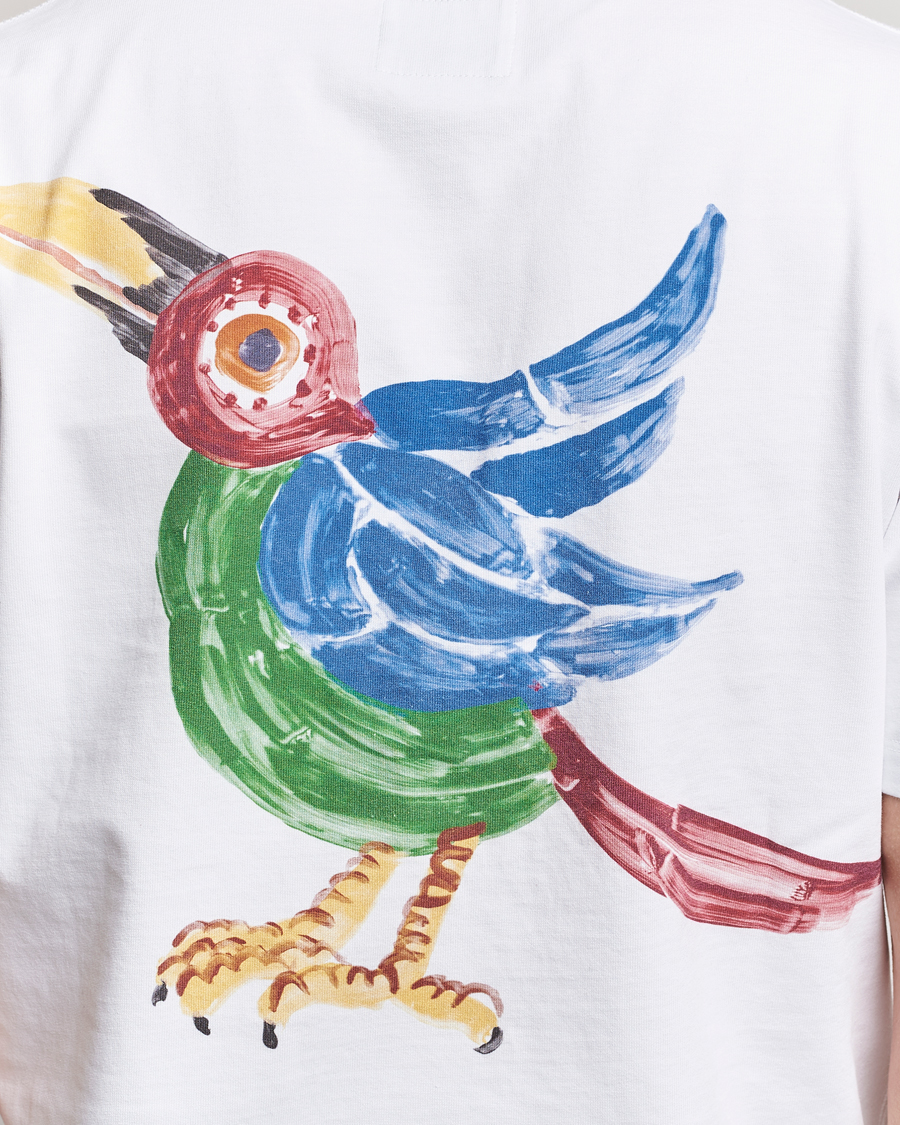 Herren | T-Shirts | Drake's | Bird Graphic Print Hiking T-Shirt White