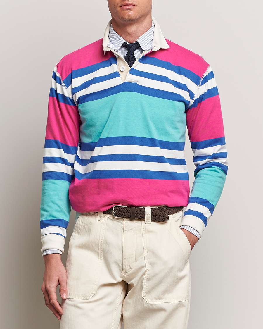 Herre | Tøj | Drake\'s | Long Sleeve Stripe Rugby Shirt Multi