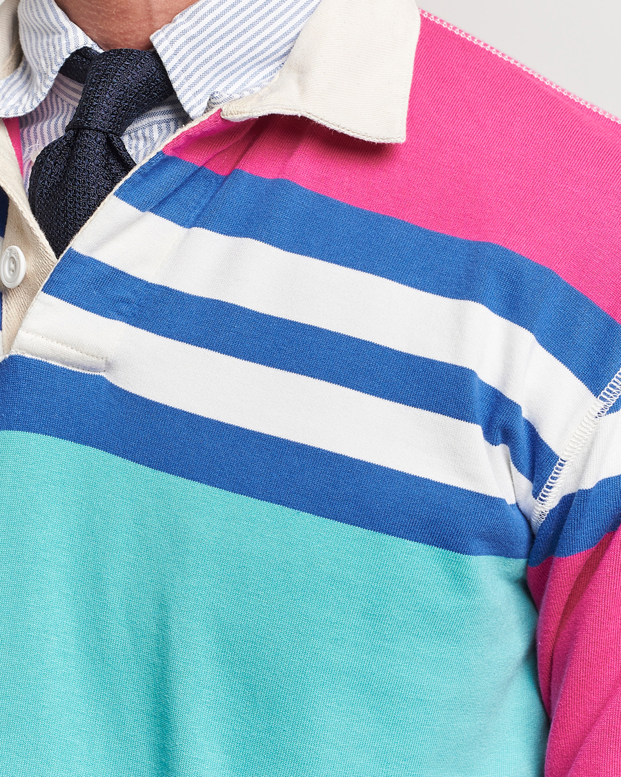 Herren | Pullover | Drake's | Long Sleeve Stripe Rugby Shirt Multi