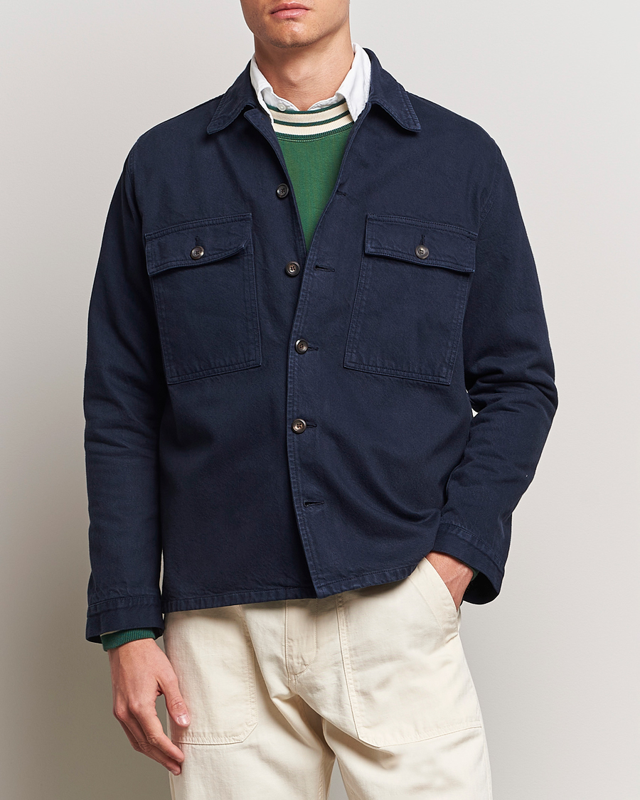 Herren | Overshirts | Drake\'s | Cotton Field Shirt Navy