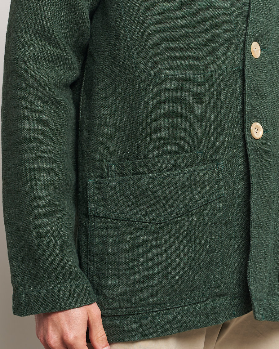 Herren | Jacken | Drake's | Heavy Linen Chore Jacket Green
