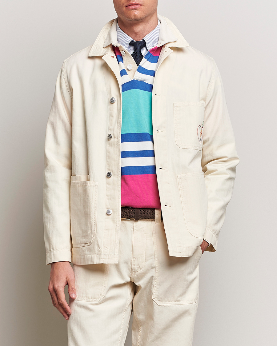 Men | Shirt Jackets | Drake\'s | Herringbone Fatigue Cotton Jacket Ecru