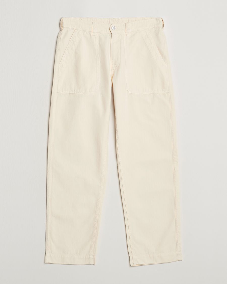 Herren | Hosen | Drake's | Herringbone Fatigue Cotton Trousers Ecru