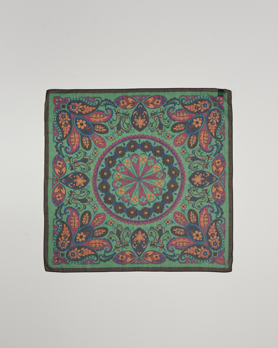Herren | Drake's Folk Flower Bandana Green | Drake's | Folk Flower Bandana Green