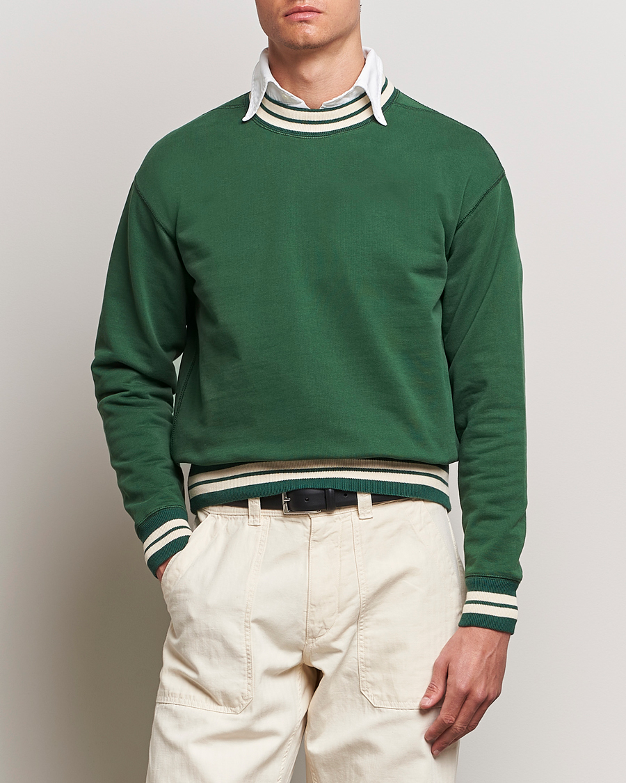 Men | Sweatshirts | Drake\'s | Striped Rib Sweatshirt Green