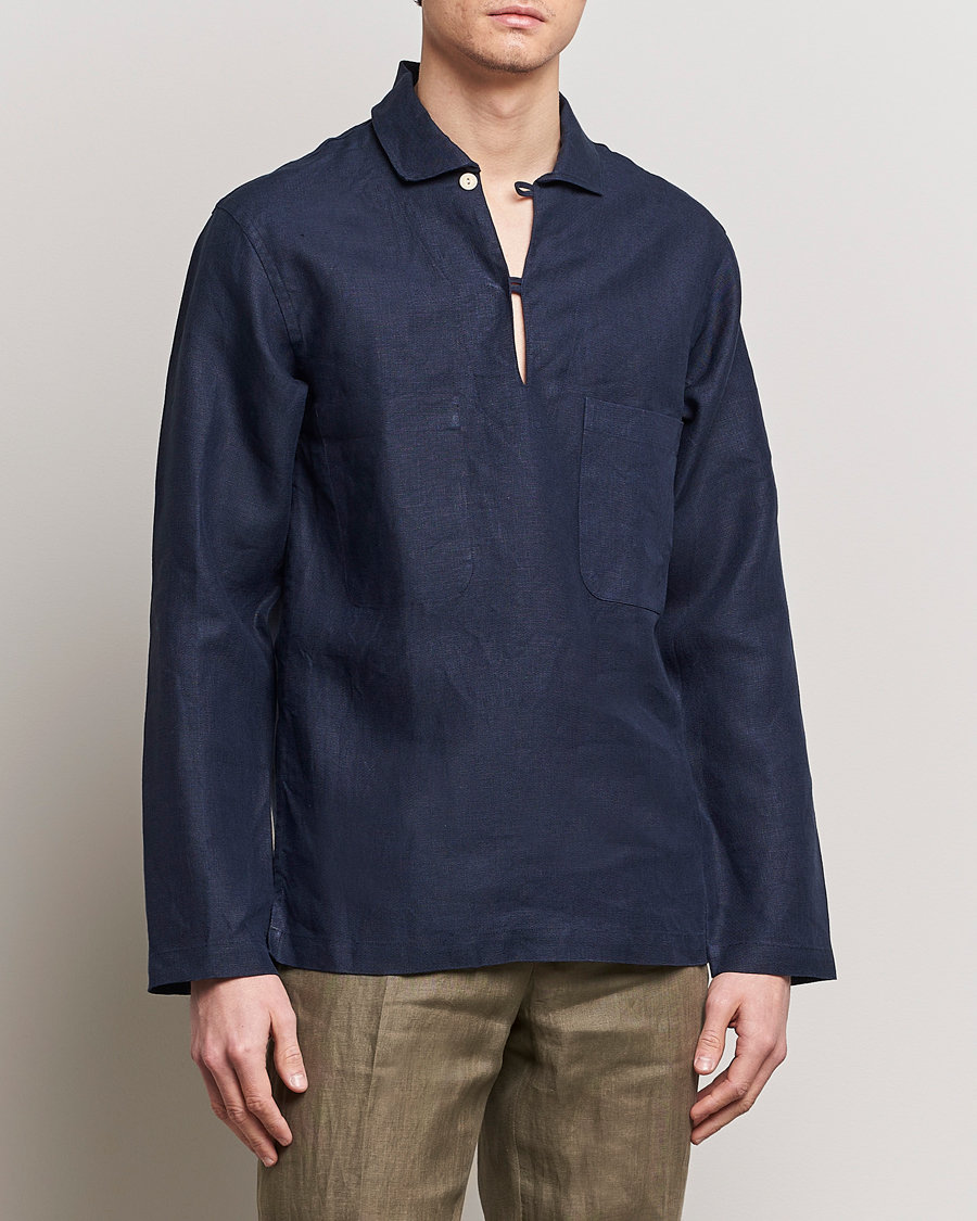 Herren |  | Drake\'s | Marine Linen Smock Navy