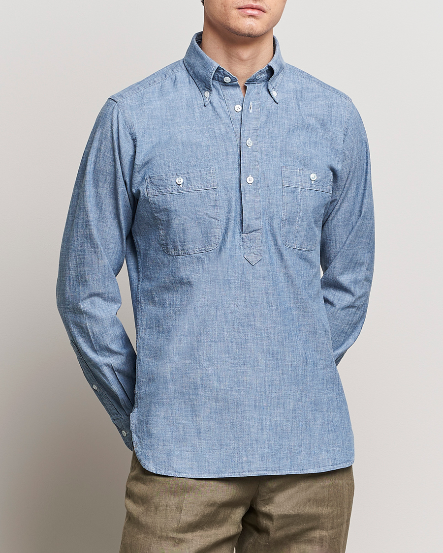 Herren |  | Drake\'s | Chambray Popover Work Shirt Blue