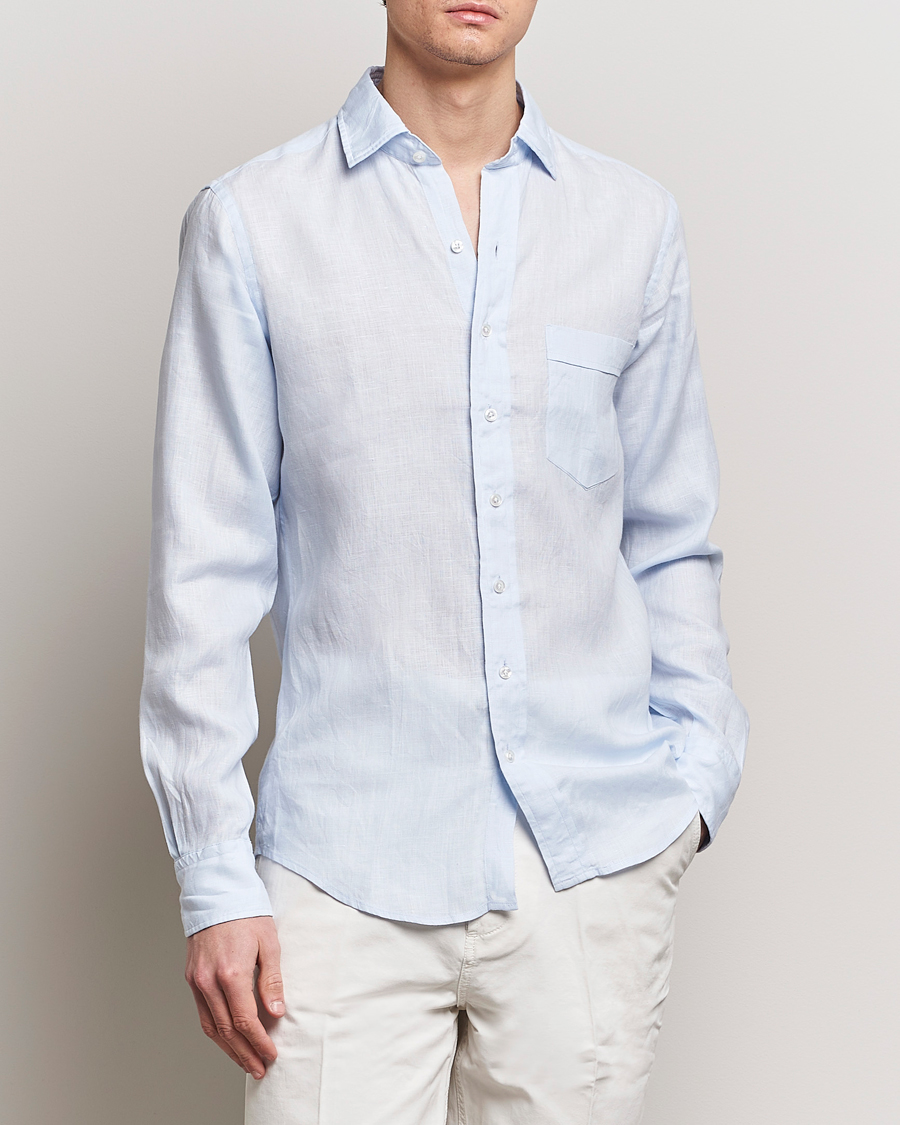 Herren | Kategorie | Drake's | Linen Summer Shirt Sky Blue