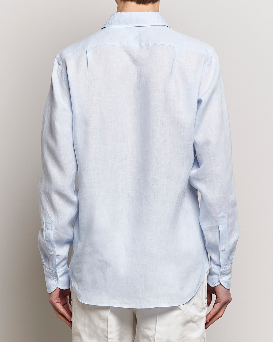 Herren | Hemden | Drake's | Linen Summer Shirt Sky Blue