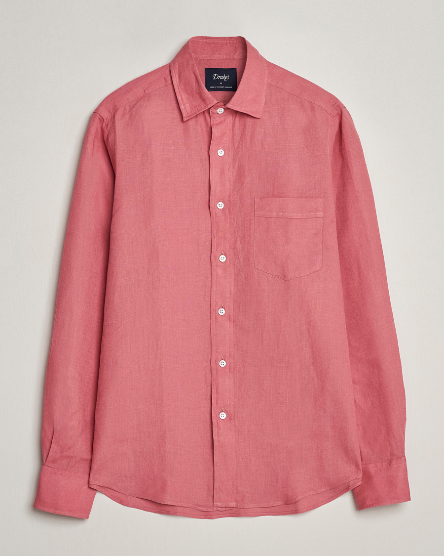 Herren | Hemden | Drake's | Linen Summer Shirt Pink