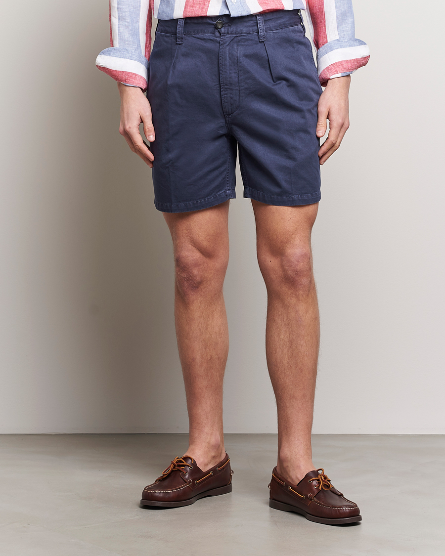 Herr | Drake's | Drake\'s | Cotton Twill Chino Shorts Washed Navy