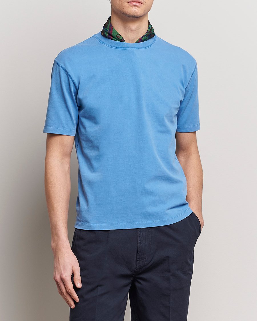 Herren | Kurzarm T-Shirt | Drake's | Washed Hiking T-Shirt French Blue