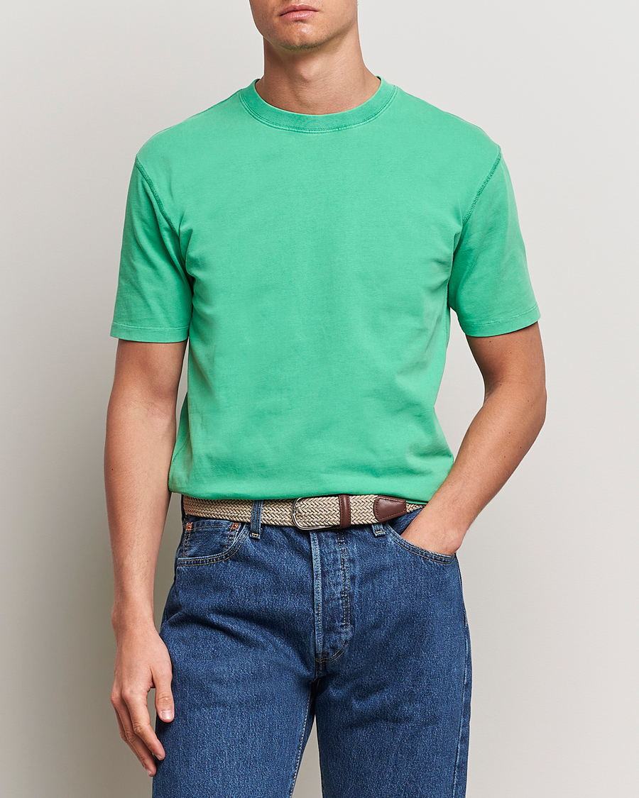 Herren | T-Shirts | Drake's | Washed Hiking T-Shirt Green