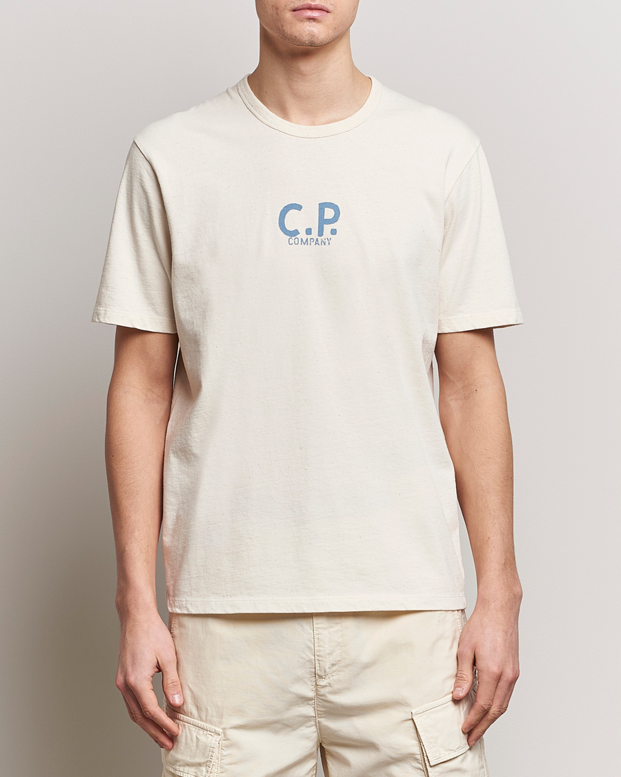 Herren | Treue-Rabatt für Stammkunden | C.P. Company | Short Sleeve Jersey Guscette Logo T-Shirt Natural