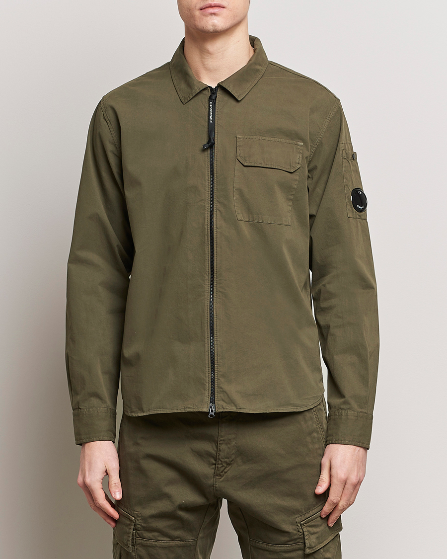 Herren |  | C.P. Company | Garment Dyed Gabardine Zip Shirt Jacket Army