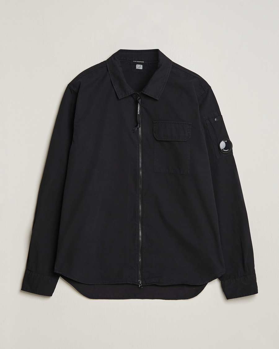Herren | Hemden | C.P. Company | Garment Dyed Gabardine Zip Shirt Jacket Black