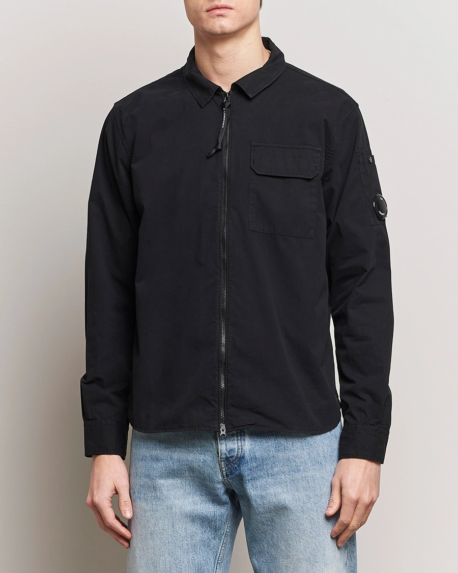 Herren |  | C.P. Company | Garment Dyed Gabardine Zip Shirt Jacket Black