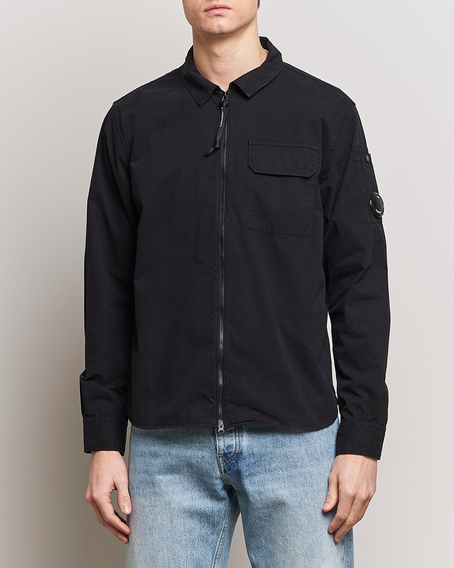 Herr |  | C.P. Company | Garment Dyed Gabardine Zip Shirt Jacket Black