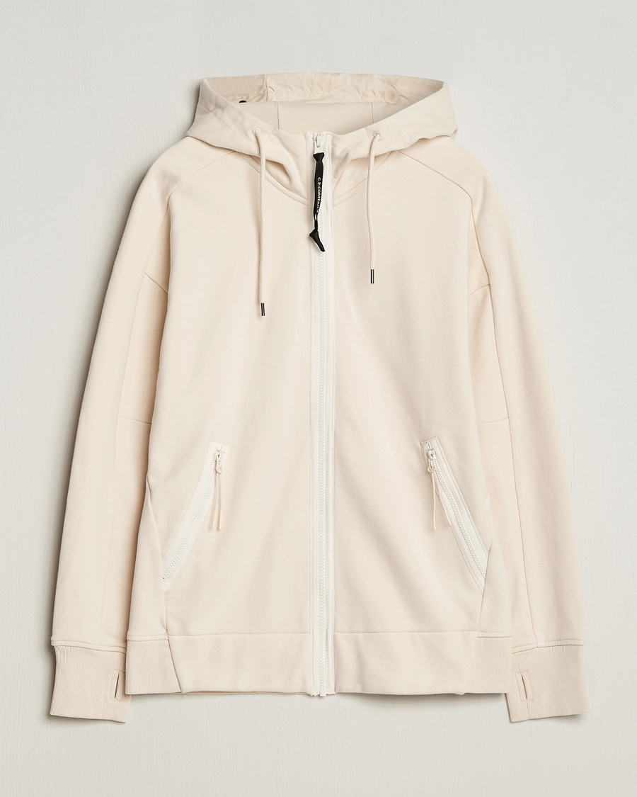 Herren | Pullover | C.P. Company | Diagonal Raised Fleece Full Zip Goggle Hoodie Ecru