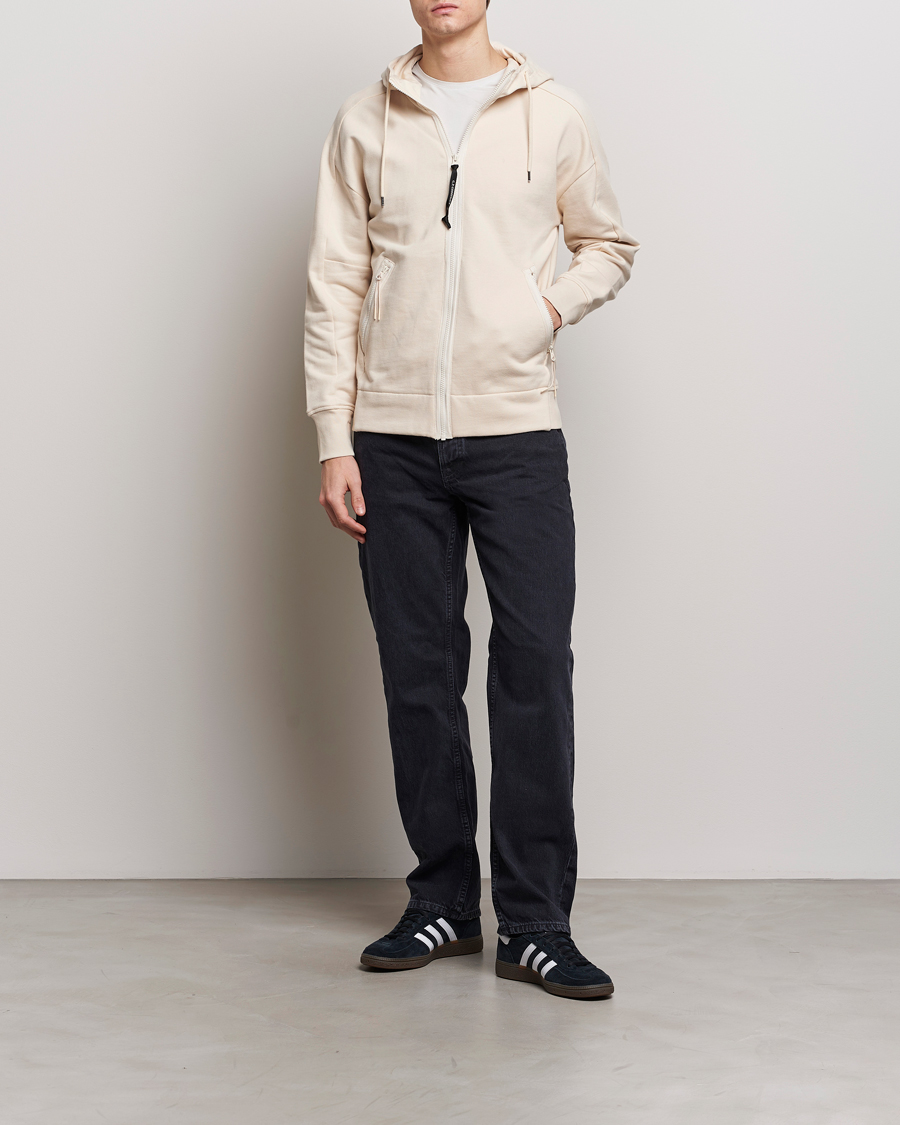 Herren | Pullover | C.P. Company | Diagonal Raised Fleece Full Zip Goggle Hoodie Ecru