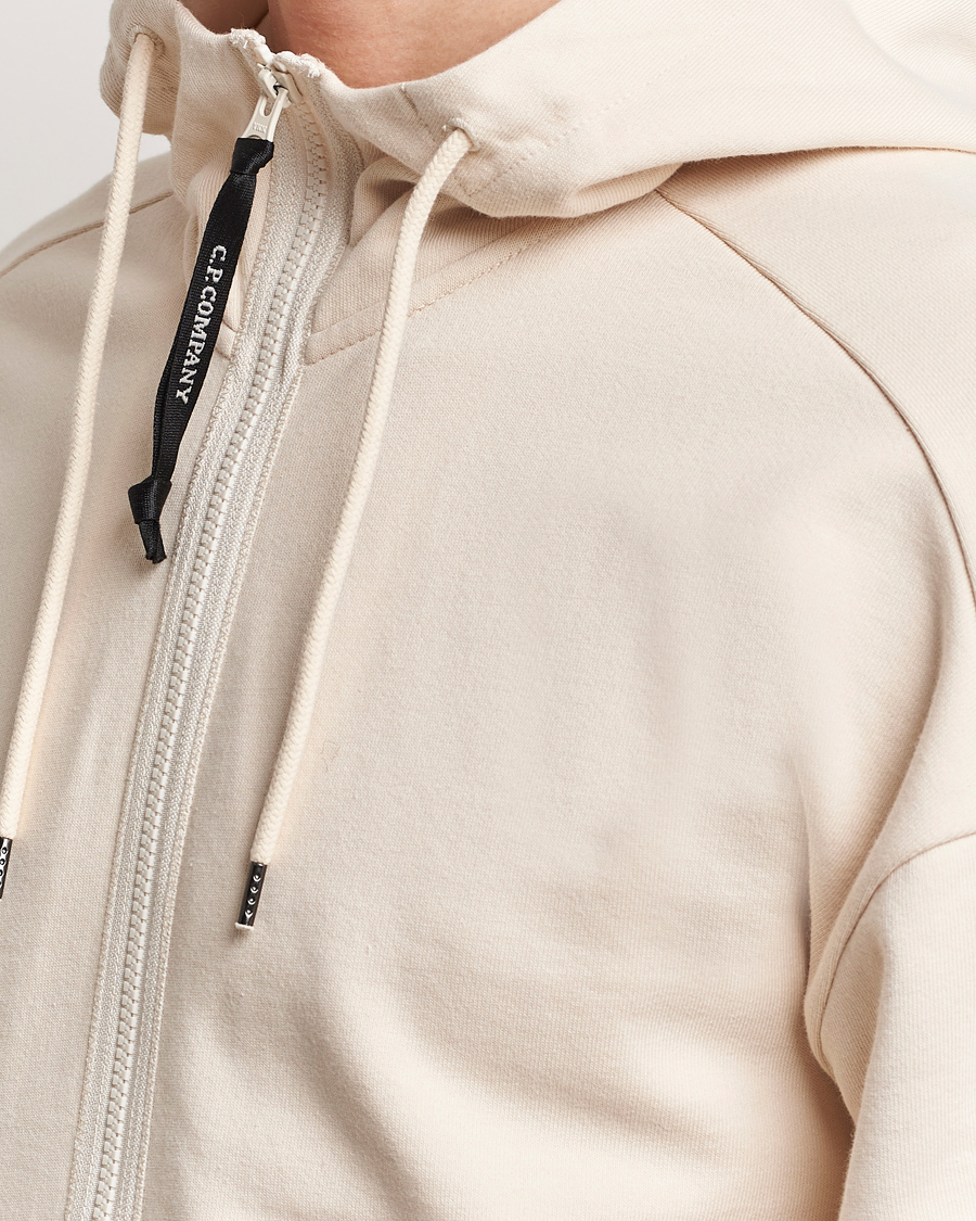 Herren | Pullover | C.P. Company | Diagonal Raised Fleece Full Zip Goggle Hoodie Ecru