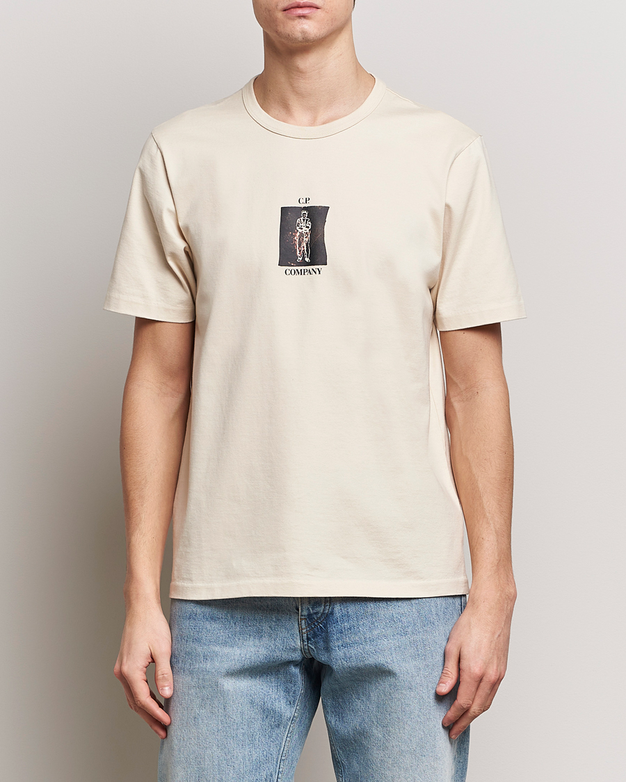 Herren |  | C.P. Company | Mercerized Heavy Cotton Back Logo T-Shirt Ecru