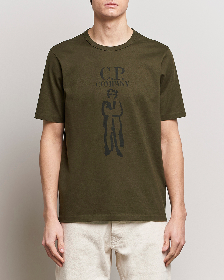 Herren | T-Shirts | C.P. Company | Mercerized Heavy Cotton Logo T-Shirt Army