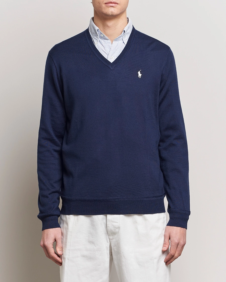 Herren | Treue-Rabatt für Stammkunden | Polo Ralph Lauren Golf | Wool Knitted V-Neck Sweater Refined Navy