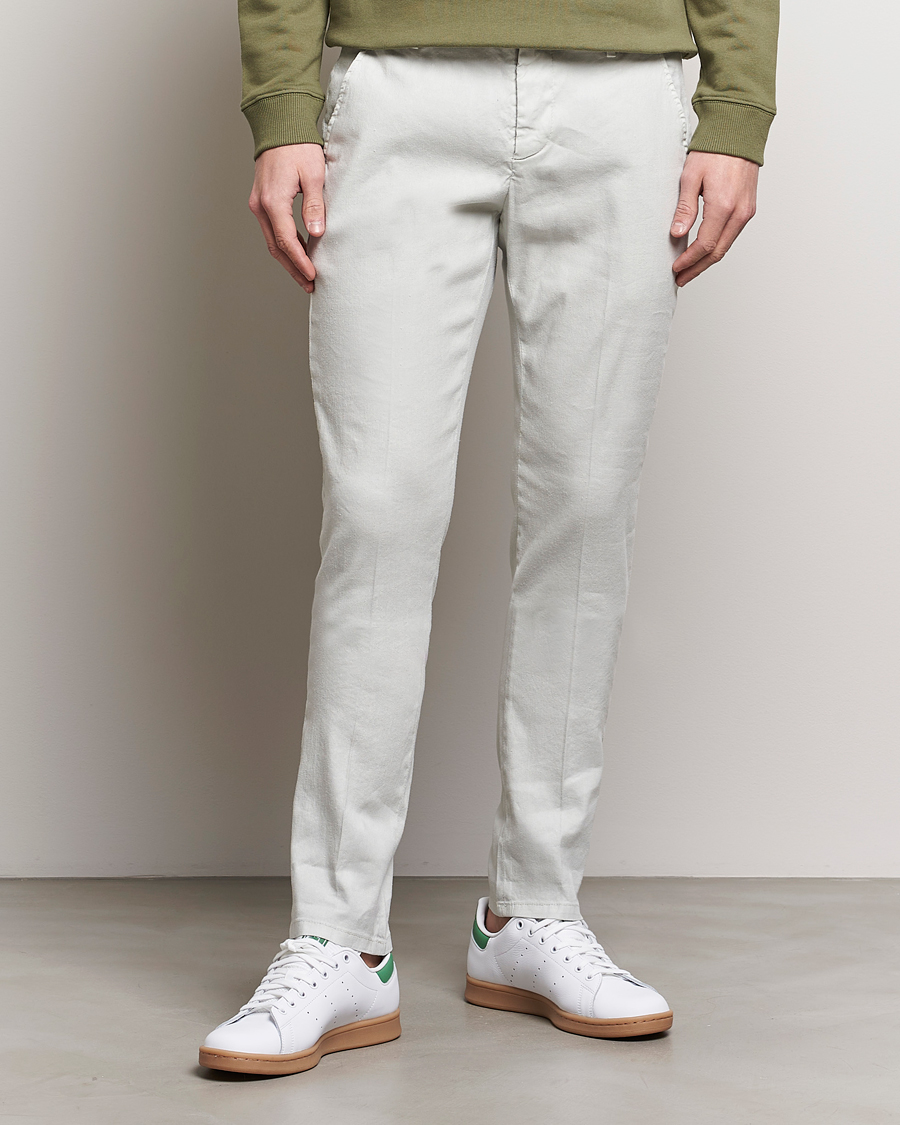 Herr | Linnebyxor | Dondup | Gaubert Linen Stretch Chinos Light Grey