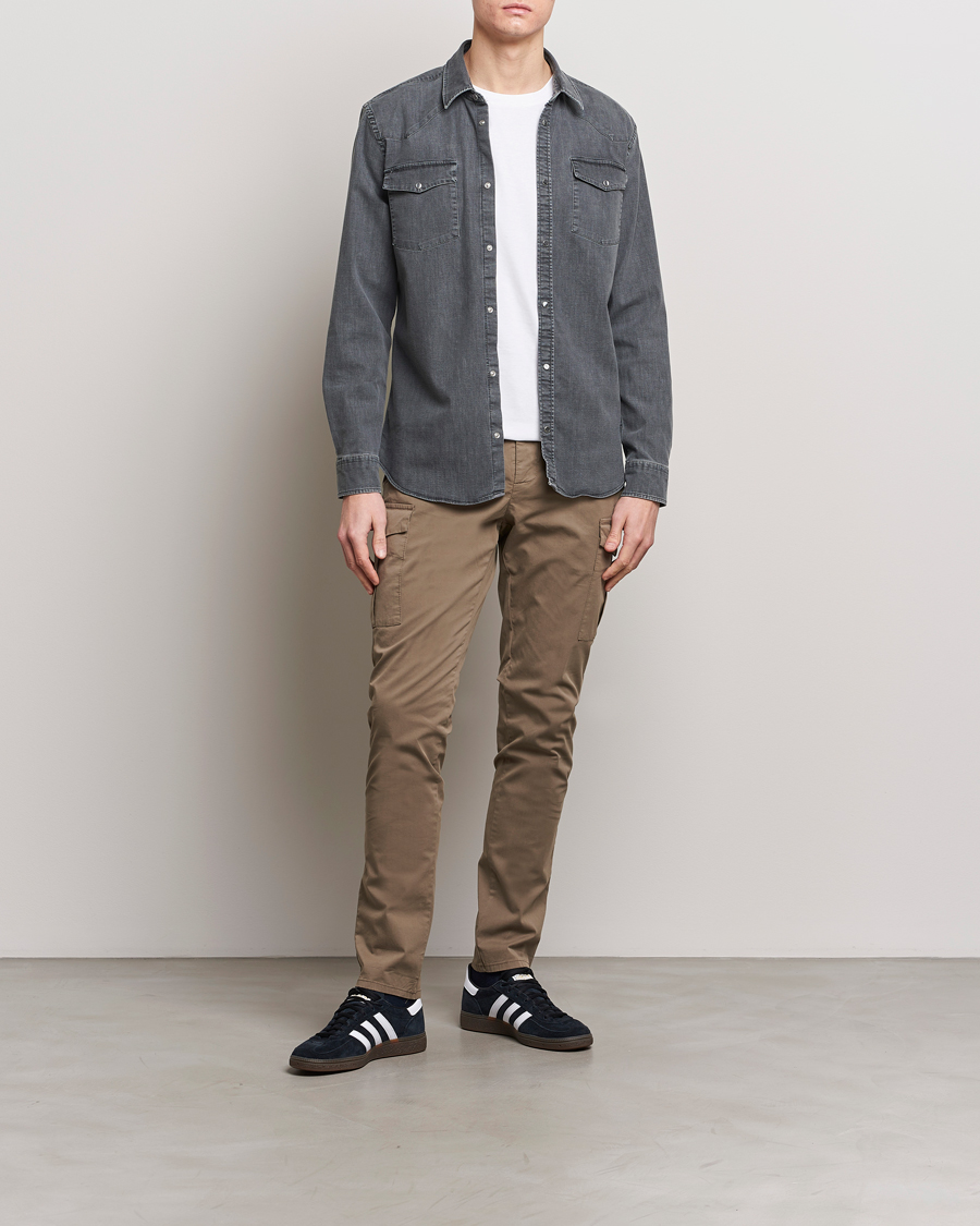 Herren | Hemden | Dondup | Slim Fit Pocket Denim Shirt Washed Grey