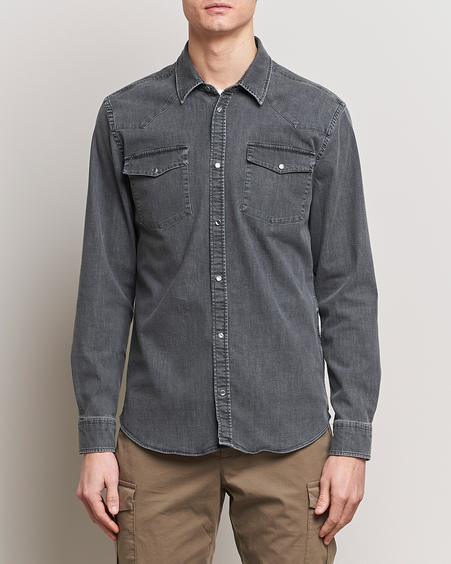 Herren |  | Dondup | Slim Fit Pocket Denim Shirt Washed Grey