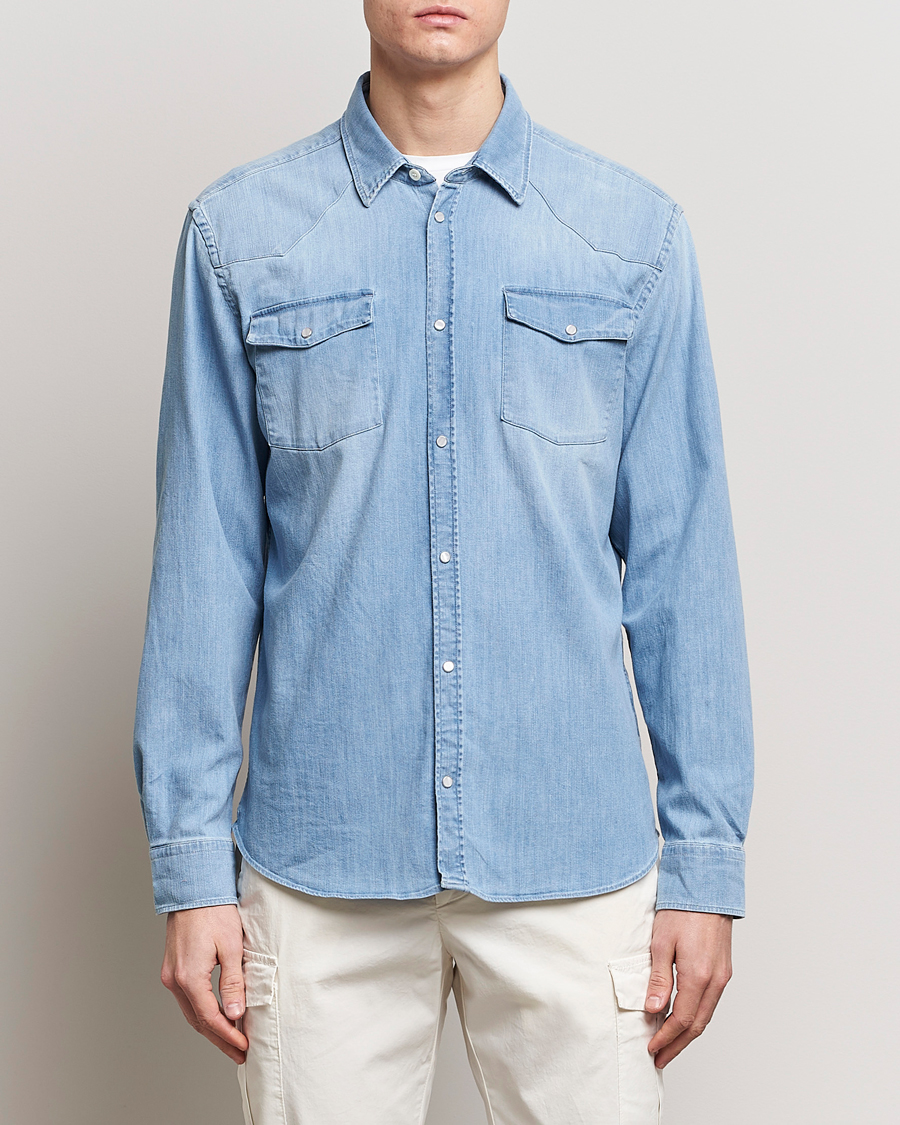 Herren | Jeanshemden | Dondup | Slim Fit Pocket Denim Shirt Light Blue