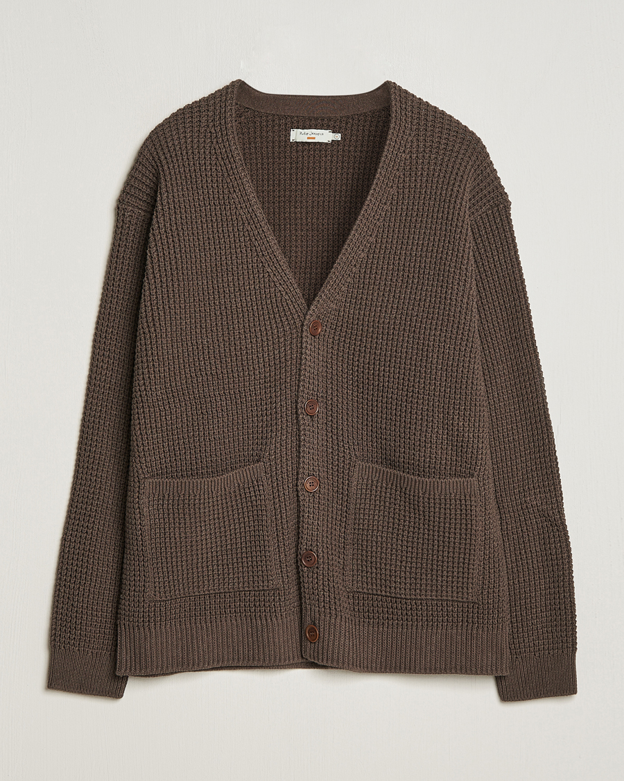 Herren | Pullover | Nudie Jeans | Kent Pineapple Knitted Cardigan Brown Melange