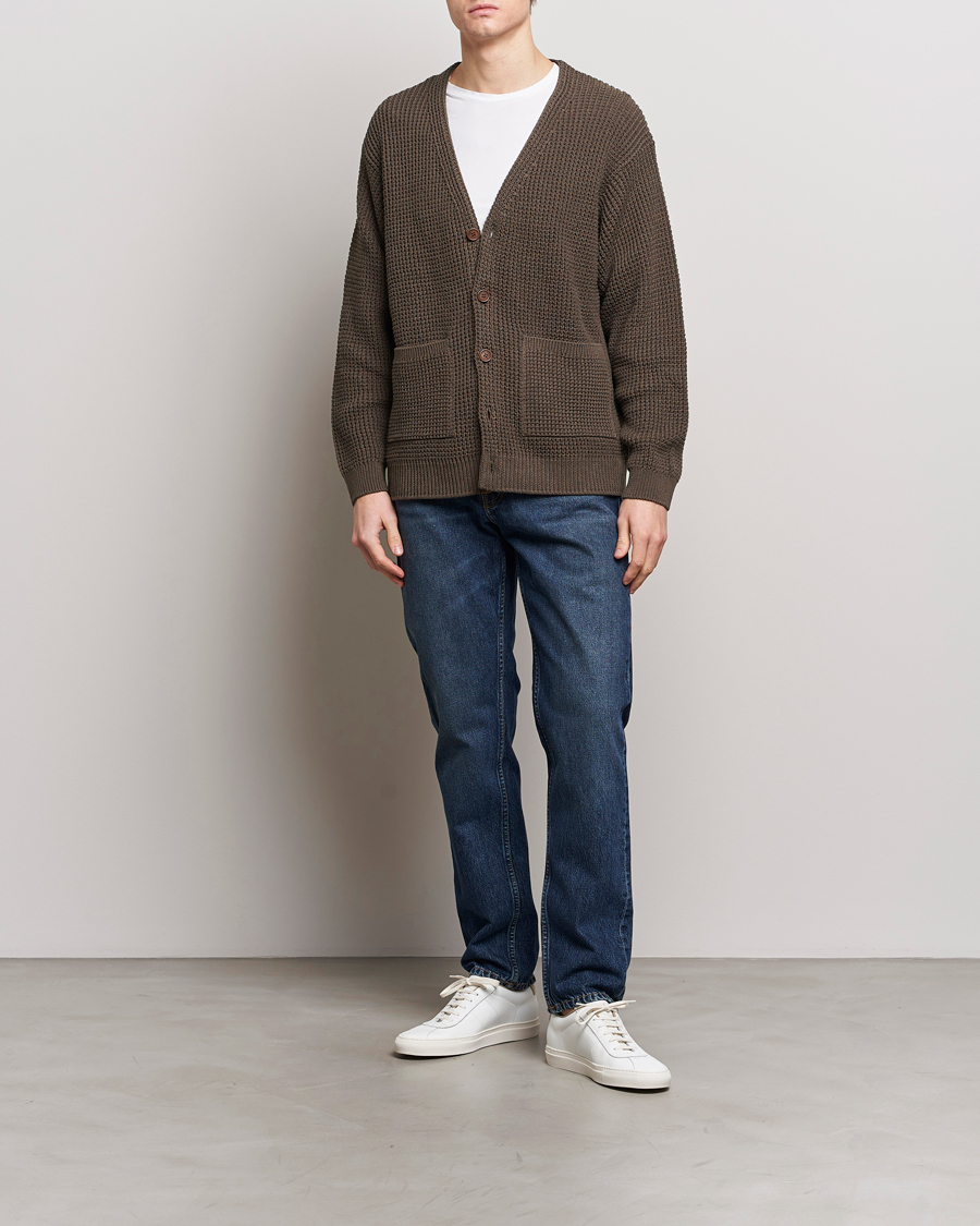 Herren | Pullover | Nudie Jeans | Kent Pineapple Knitted Cardigan Brown Melange