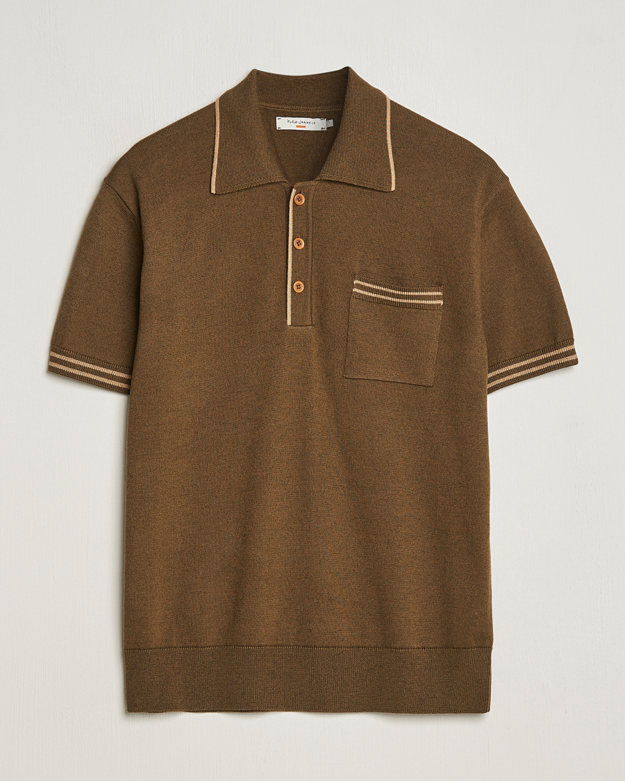 Herren | Poloshirts | Nudie Jeans | Frippe Knitted Polo Olive