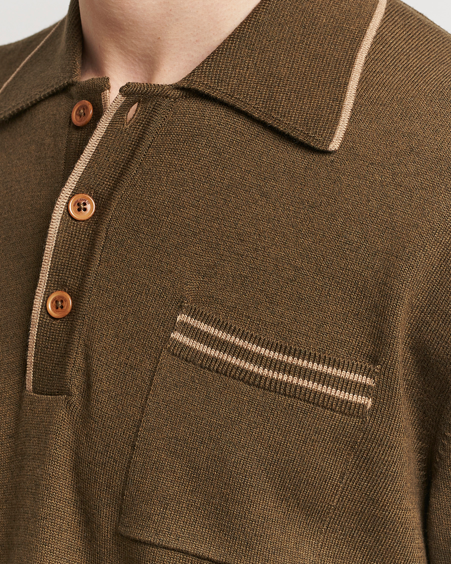 Herren | Poloshirts | Nudie Jeans | Frippe Knitted Polo Olive