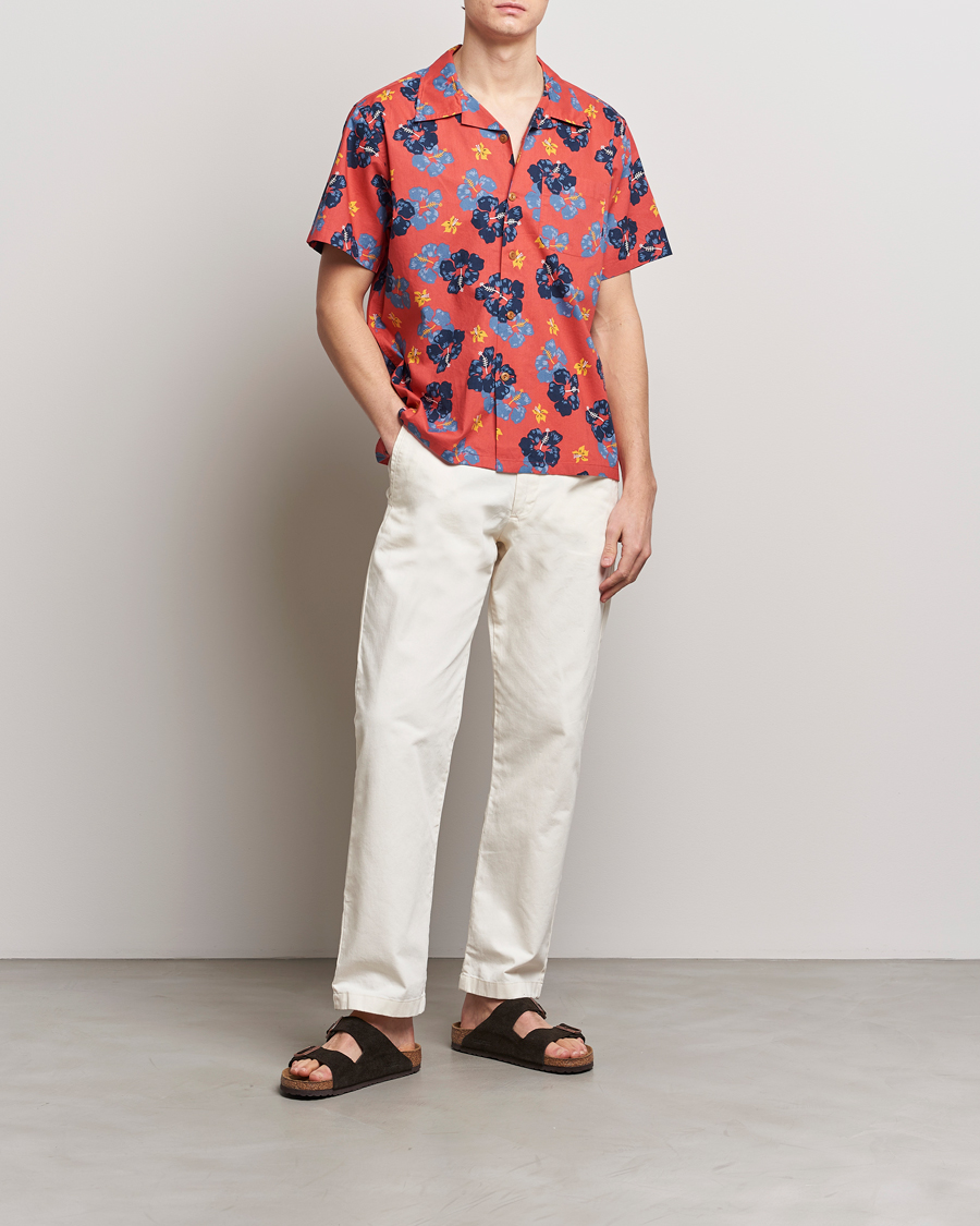 Herren | Hemden | Nudie Jeans | Arthur Printed Flower Short Sleeve Shirt Red