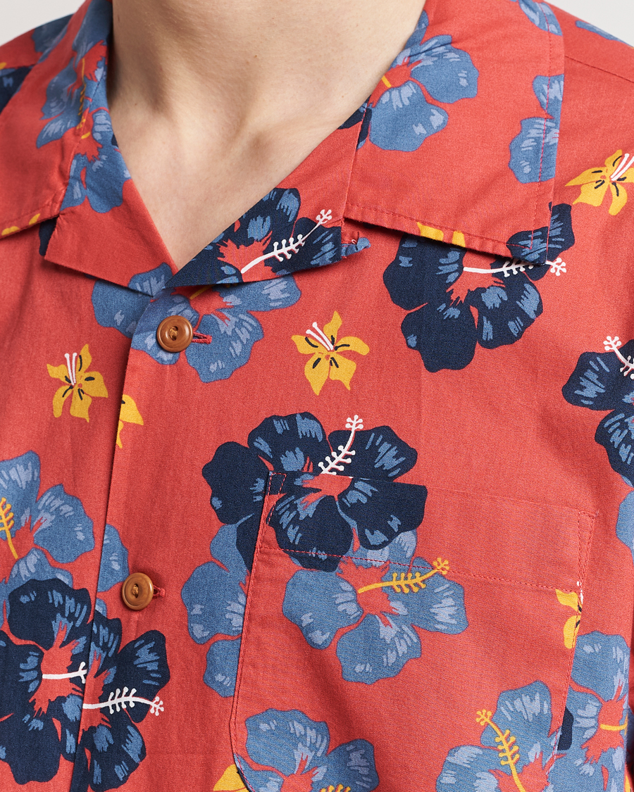 Herren | Hemden | Nudie Jeans | Arthur Printed Flower Short Sleeve Shirt Red