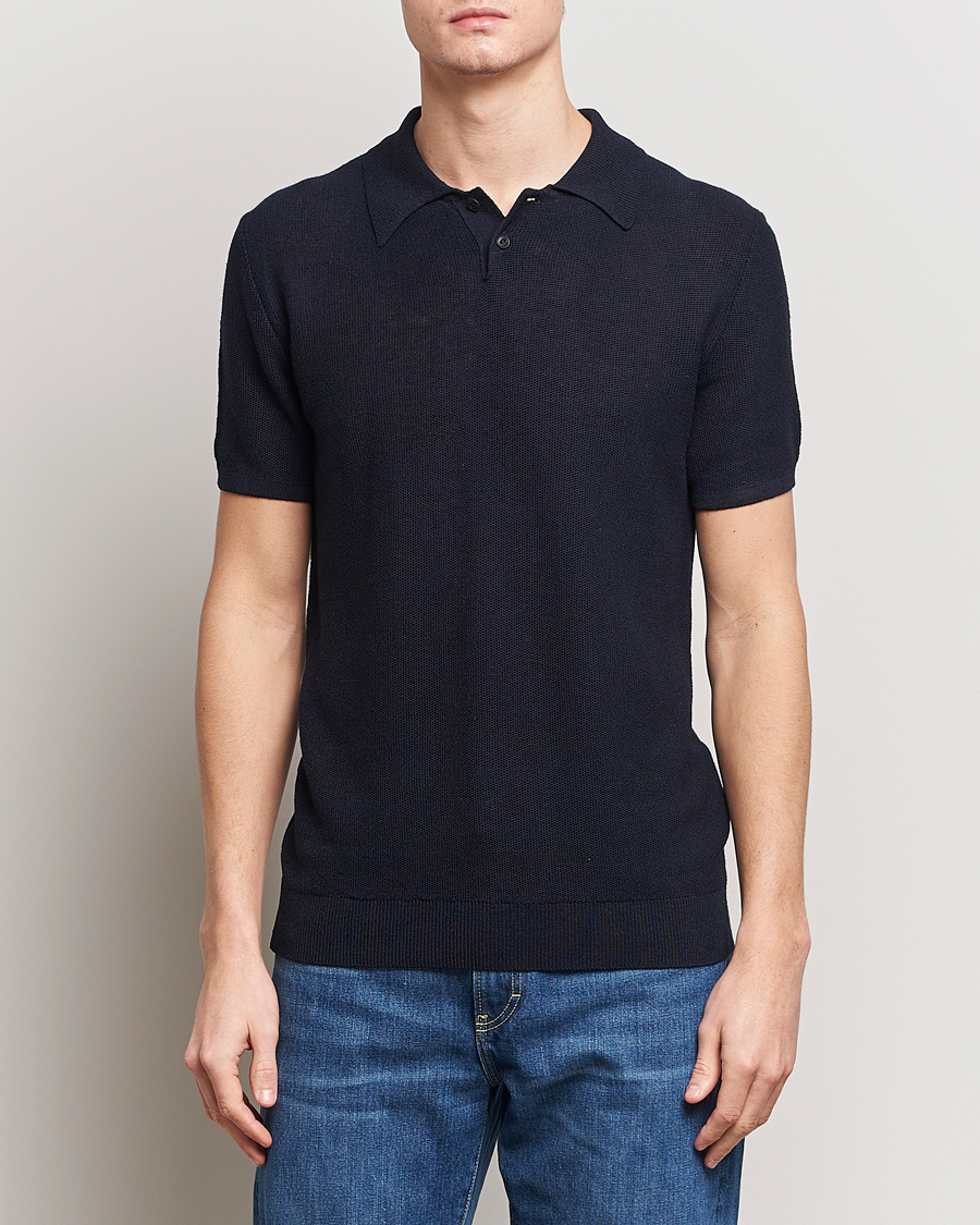 Herren | Poloshirts | A.P.C. | Jay Viscose/Linen Polo Dark Navy