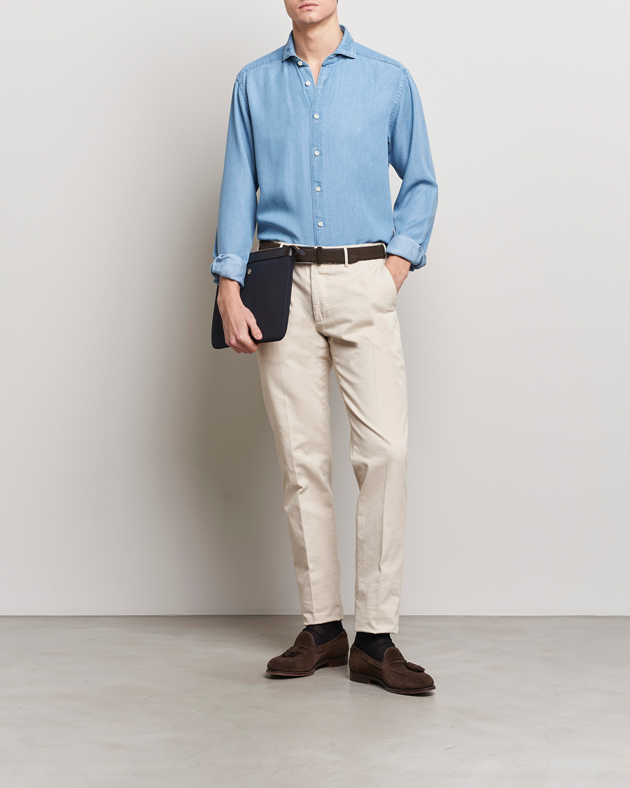 Herren | Hemden | Eton | Slim Fit Denim Tencel Shirt Blue