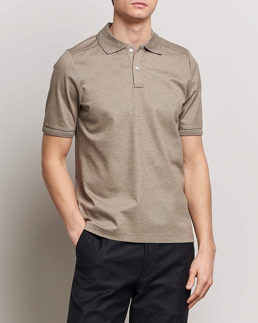 Herren | Kurzarm-Poloshirts | Eton | Pique Polo Shirt Beige