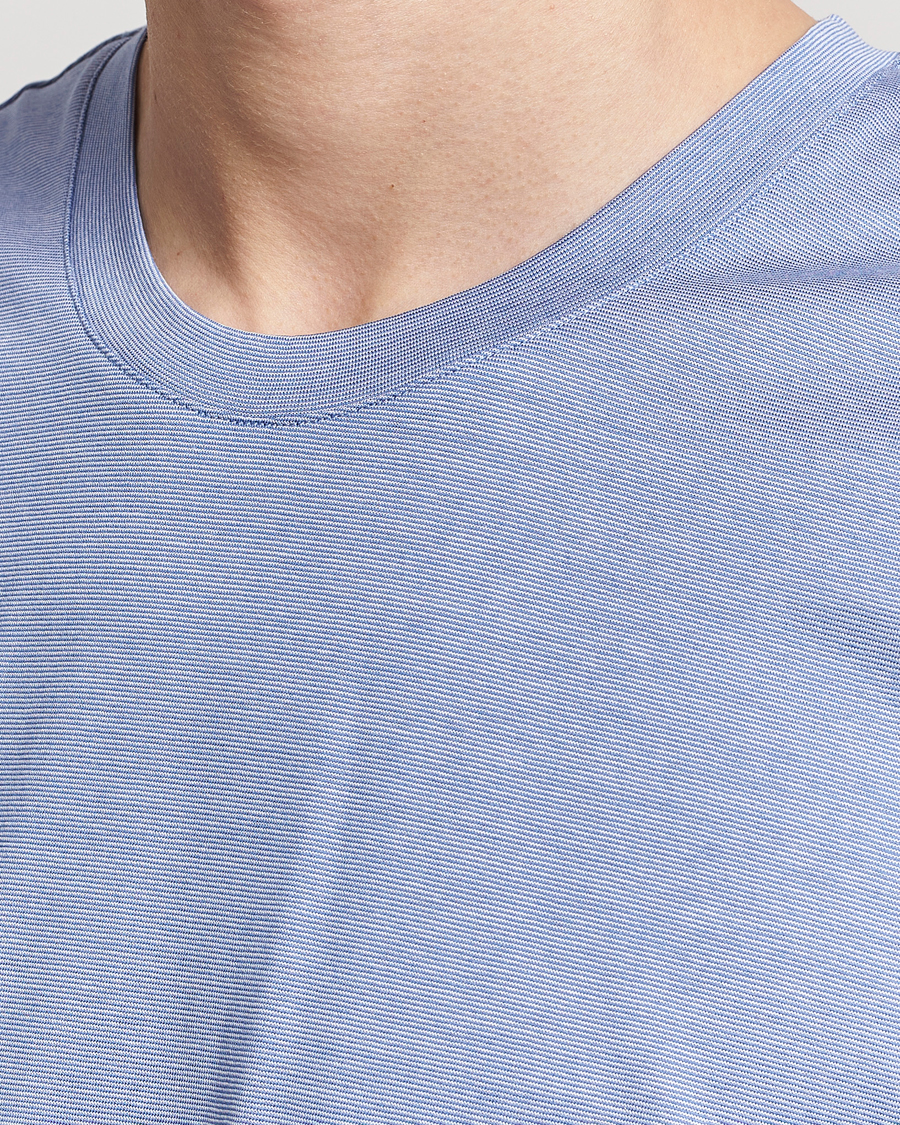 Herren | T-Shirts | Eton | Mercerized Jersey Crew Neck T-Shirt Mid Blue