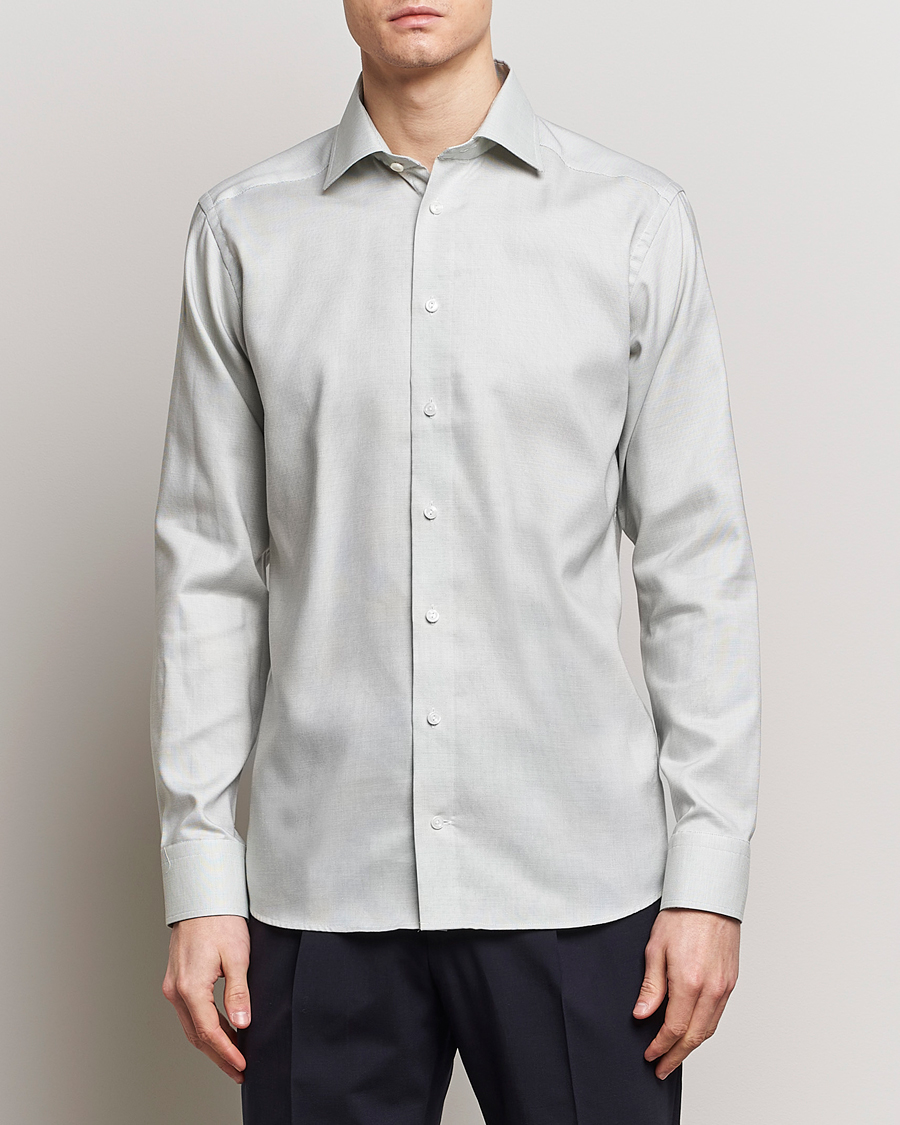 Herren | Hemden | Eton | Slim Fit Twill Shirt Mid Green